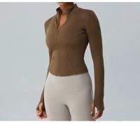 Top corto de Yoga para mujer, chaqueta deportiva de lana, abrigo de manga larga con cremallera completa, ropa deportiva informal para gimnasio - details 4