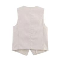 PB&ZA2025casual chaleco sin mangas holgado y cómodo con cuello en V y botonadura sencilla para mujer, ideal para el verano. - details 2