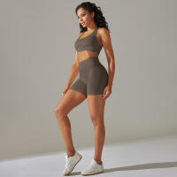 Hamidou-Conjunto de Yoga para mujer, pantalones cortos con sujetador, ropa de entrenamiento para correr, ropa de gimnasio, pantalones cortos de cintura alta, Leggings de Fitness, trajes deportivos - details 28