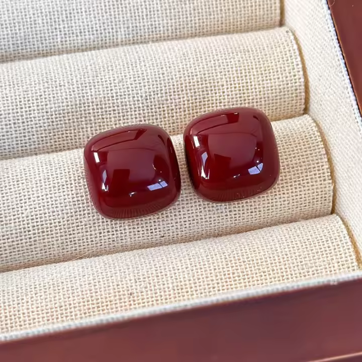 Aretes de perlas cuadradas mujeres de lujo ligero de alto nivel sensación de temperamento atmosférico auricular 925 plata de ley - 1
