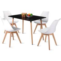 Juego de Mesa de Comedor y Sillas, 1 Mesa Redonda de 80 cm + 4 Sillas Blancas, de Diseño Nórdico - details 56
