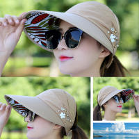 Moda para mujer señoras vacaciones de verano ala ancha sombrero para el sol plegable Anti-UV gorras con visera de playa sombreros casuales - details 3