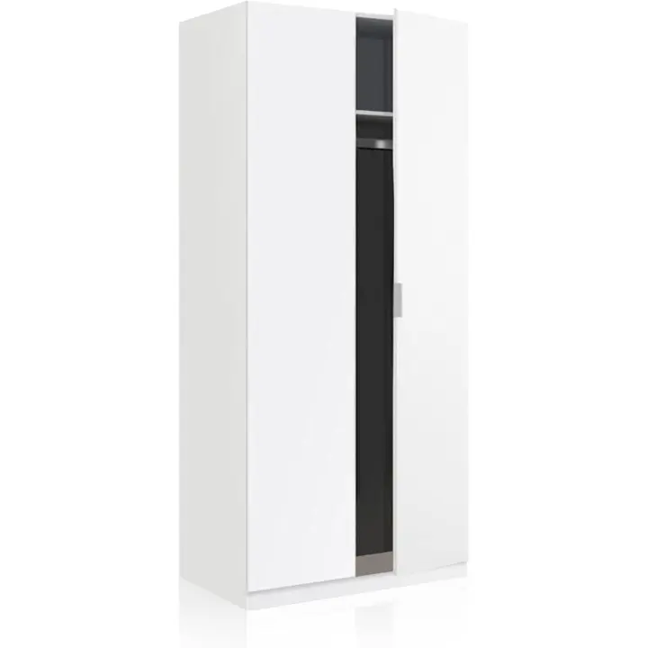 Armario Ropero 2 Puertas, Armario Habitación, Dormitorio, Modelo Low Cost, Acabado en Color Blanco Mate, Medidas: 81 cm (Ancho) x 180 cm (Alto) x 52 cm (Fondo) - 1