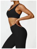 Conjunto de Yoga para Mujer de Cintura Alta Secado Rápido para Correr Fitness 2 Piezas Traje Deportivo sin Mangas de Nylon con Lining - details 4