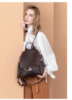 Mochila de cuero genuino para mujer, bolso de moda, bolsas de viaje antirrobo, estilo urbano, plegable, de cuero suave, bolso trasero vintage, bolsas impermeables, estilo punk, personalidad callejera - details 17