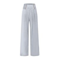 Pantalones largos sueltos de lino y algodón de pierna ancha para mujer con cintura elástica informal de primavera y verano - details 30