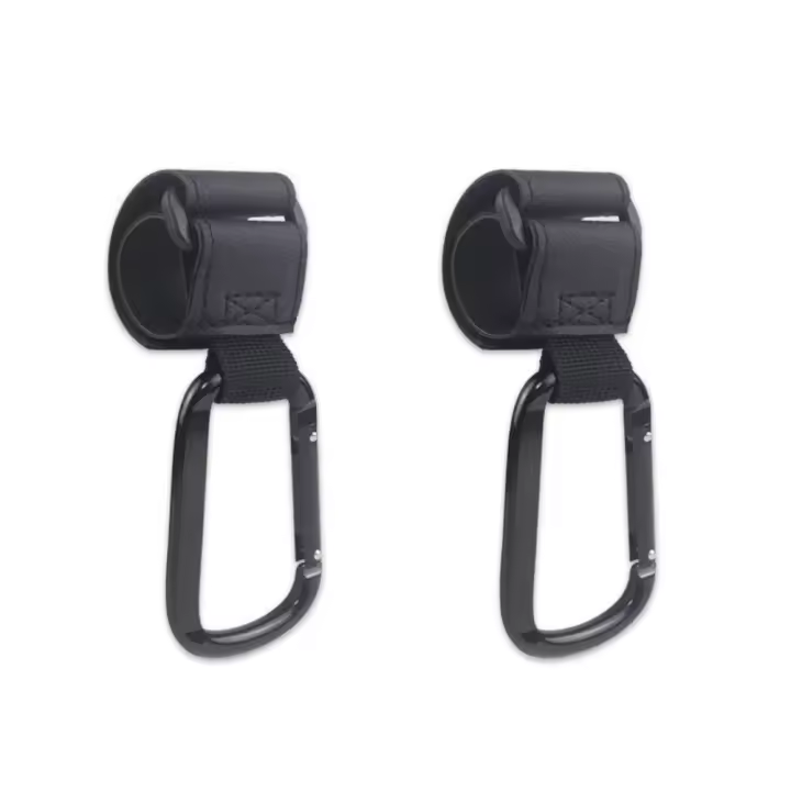 Ganchos metálicos de PU para cochecito de bebé, bolsa de almacenamiento, colgador Universal, accesorios para cochecito, 2 piezas - 1