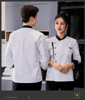 Chaqueta de Chef de restaurante de manga larga corta para Hotel, cafetería, Ropa de Trabajo de cocina, abrigo de chef de panadería, Tops, uniforme de Chef de comida rápida para hombres - details 5