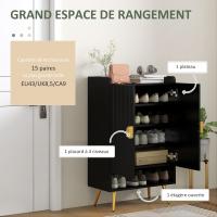 Zapatero Estrecho con 2 Puertas Mueble de Zapatero Ajustable para 15 Pares de Zapatos Blanco - details 20