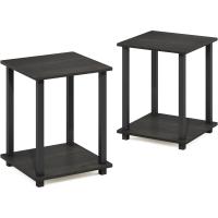 Mesa Auxiliar Simplista, Madera compuesta, Espresso/Negro, 2 Unidades - details 0