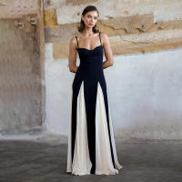 BUNO-Vestidos largos elegantes con espalda descubierta y cuello bajo para mujer, vestidos sexys sin mangas en negro y blanco, vestidos largos ajustados, novedad de 2025, batas de noche elegantes - details 1