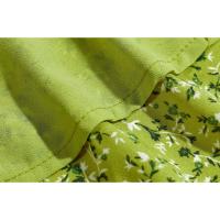 Vestido dividido verde aguacate con cordones, ligero y floral para mujer. Vestido plisado de manga corta con cuello en V. - details 11