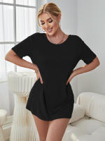 Ropa para el hogar de cuello redondo para mujeres falda corta suelta y cómoda - details 3