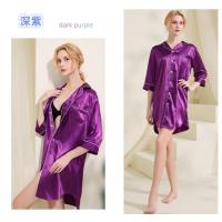 Pijama de Seda para Verano Talla Grande, Manga Seven-cuartos, Diseño Suelto - details 19