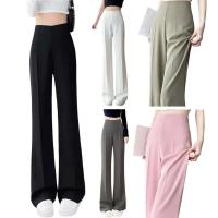 Pantalones de pierna ancha para mujer, pantalón negro de cintura alta de estilo coreano, pantalones de traje grises holgados a la moda para oficina, ropa de calle - details 26
