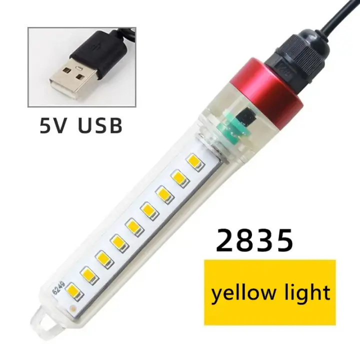 Lámpara de pesca subacuática, señuelo de pesca, luz de recolección de peces, Usb/Clip, 2 modos de fuente de alimentación, 5 metros de largo, 30g, Bola de peso, 4 colores - 1