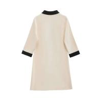 TRZA-Mini vestido de punto para mujer, bolsillos frontales, botones dorados, mangas tres cuartos, vestidos femeninos, moda elegante - details 2