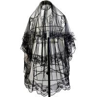 Nuevos velos de novia de encaje blanco y negro con peine, velos de boda elegantes de dos capas cortos para mujer, accesorios para el matrimonio - details 3