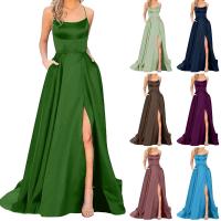 Elegante Vestido Largo de Satén con Cintura Alta Estilo de Boda Delgado para Mujeres - details 0