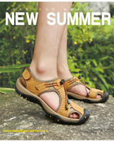 Sandalias cómodas de verano para hombre, zapatos informales de playa y exterior, antideslizantes, de tacón plano, de cuero - details 2
