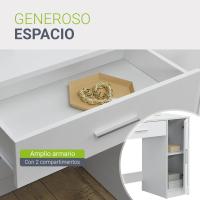 Tocador con iluminación LED, Espejo, cajón, 3 estantes y Armario - 90 x 38 x 137 cm - Blanco - Madera - tocador Mesa de Maquillaje - details 2