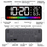Reloj Electrónico LED recoger luz RGB ritmo luz multifunción Reloj Despertador Doble Carga Control de Sonido - details 0