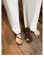 Verano nueva espina de pescado fondo plano cabeza cuadrada palabra con dedo del pie zapatillas geniales mujeres - details 6