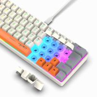 Teclado para juegos con cable USB, periférico portátil con retroiluminación RGB, color gris y Beige, para ordenadores portátiles con Windows y ordenador, 63 teclas - details 9