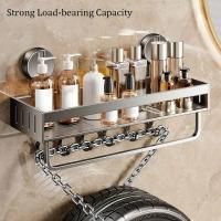 Estante de baño con ventosa de acero al carbono, estante de almacenamiento para ducha con montaje en pared sin perforaciones, soporte de carga fuerte de gran capacidad - details 3