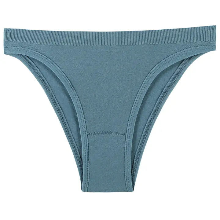 Tanga de algodón acanalado sin costuras para mujer, bragas de Bikini de cintura baja simples, ropa interior deportiva para niñas - 1