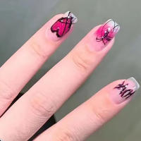 Uñas Artificiales Reutilizables de Color Nude Cortas Cuadradas con Pegamento para Mujeres y Niñas - details 1