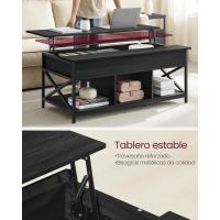 Mesa de Central con Tablero Elevable Estilo Rústico Marrón y Negro Ideal para Dormitorio con Espacio Abierto y Oculto Forma de X - details 14