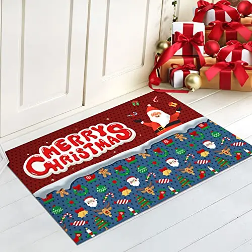 Felpudo de Navidad de Entrada, Alfombra Decorativa, Antideslizante y Absorbente, Decoración para Salón o Baño - 1