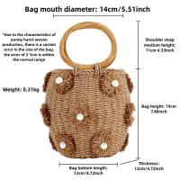 Bolso de mano de paja con perlas para mujer, bolso de muñeca con cordón, tejido a mano, bolso de playa para vacaciones de verano - details 0