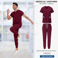 uniforme médico para mujer, artículos de enfermería, uniformes quirúrgicos, Tops de manga corta con cuello en V, pantalones para correr, conjuntos de exfoliante para hombre - details 12