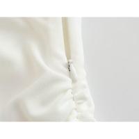 Vestido asimétrico drapeado elegante blanco para mujer, vestidos de fiesta - details 6