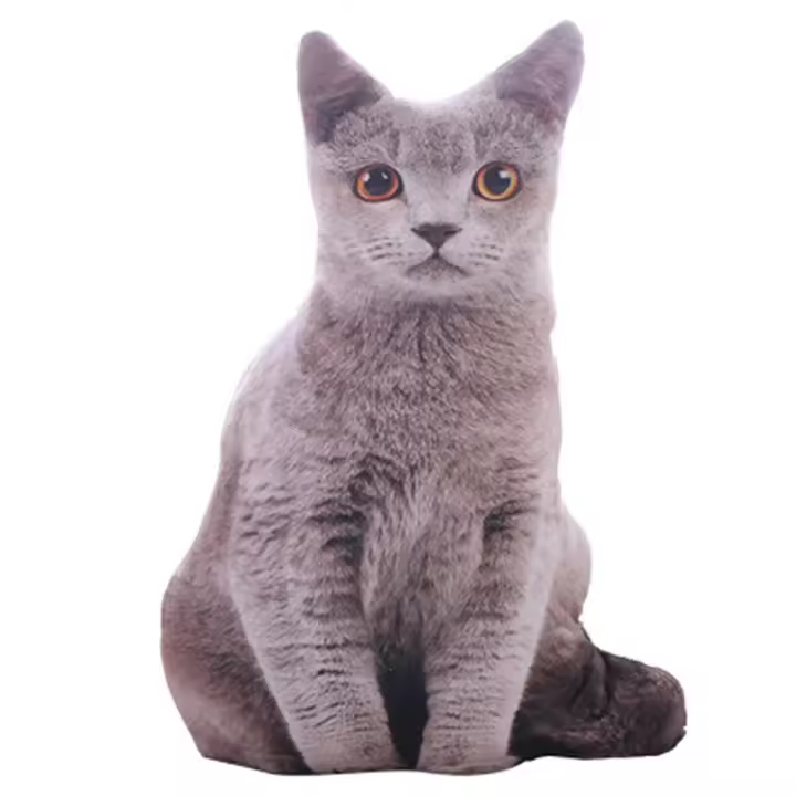 Juguetes de peluche de gato 3D realista, muñeco de Animal suave, almohada de simulación para dormir, cojín de sofá de gato 3D, muñeca de dibujos animados, regalo de decoración del hogar - 1