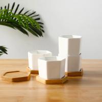 Maceta de cerámica hexagonal blanca con bandeja, maceta Europea Simple, contenedor de plantas suculentas, macetas pequeñas para bonsái - details 4