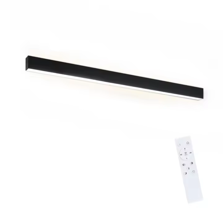 CBJKTX Luz de techo LED negra moderna de 107 cm de largo regulable con control remoto Lámpara de escritorio de panel de 32 W para cocina dormitorio - 1