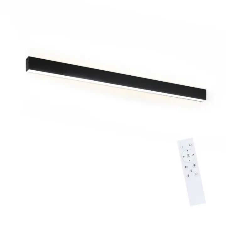 CBJKTX Luz de techo LED negra moderna de 107 cm de largo regulable con control remoto Lámpara de escritorio de panel de 32 W para cocina dormitorio - 1