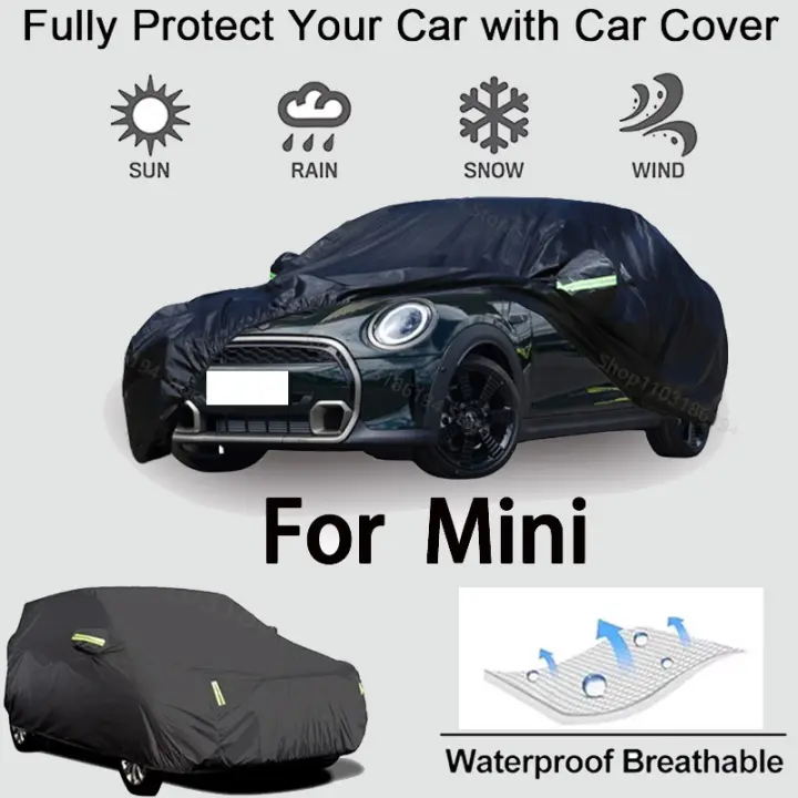 Funda completa para coche para Mini equipo de protección para exteriores, a prueba de nieve, protector solar, accesorios para automóviles impermeables y a prueba de polvo, negro - 1