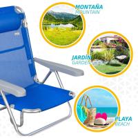 Silla Plegable Azul Reclinable, 5 Posiciones, Asa de Transporte, Resistente, 48x45,5x84 cm - details 2