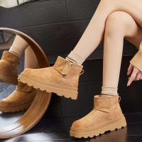 Botas de nieve hasta la rodilla con suela gruesa para mujer, estilo formal de cuero floral, popular felpa baja cálida para invierno - details 2