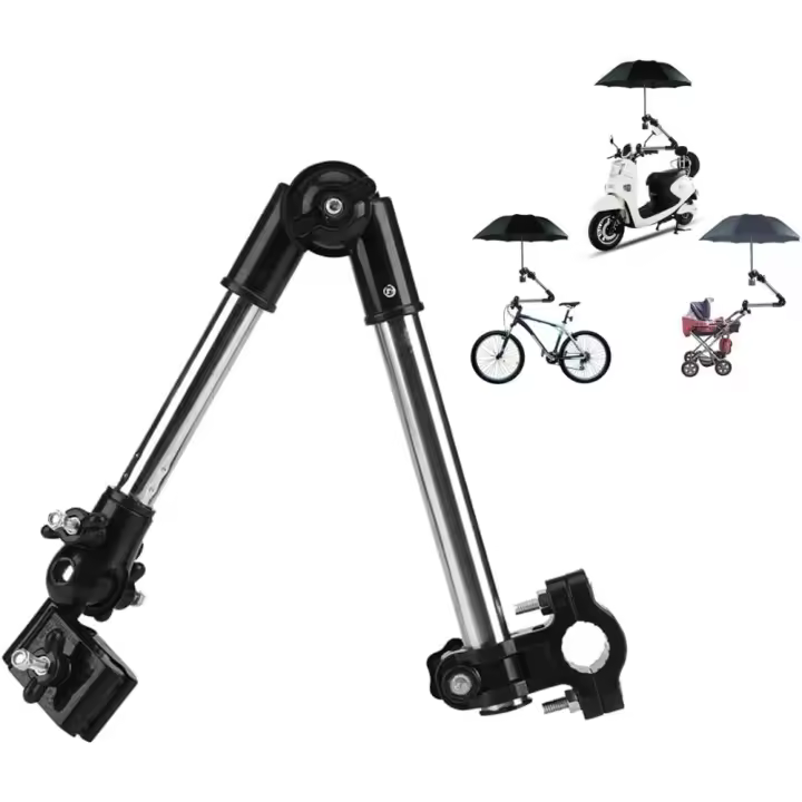 Soporte de paraguas ajustable, soporte elástico de 360 ° para paraguas, soporte para cochecito, conector elástico de acero ino - 1