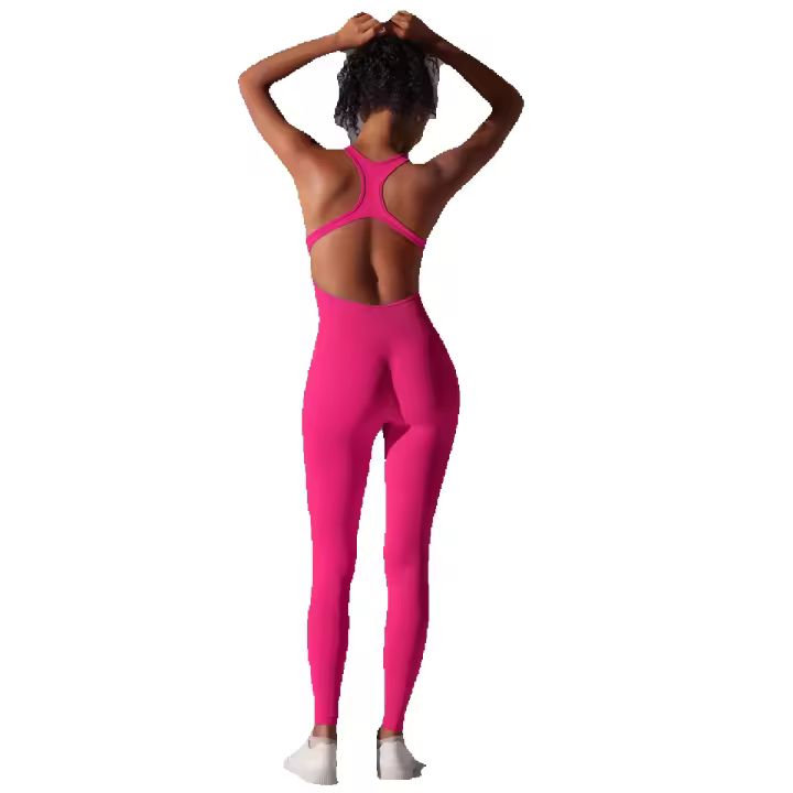 Body de Yoga de una pieza, conjunto de pantalones sin costuras, levantamiento de glúteos, Espalda descubierta, ropa sin mangas - 1
