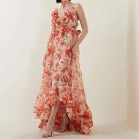 Elegante V-cuello de Chiffon con Borlas Vestido Largo con Volantes para Mujeres - details 2