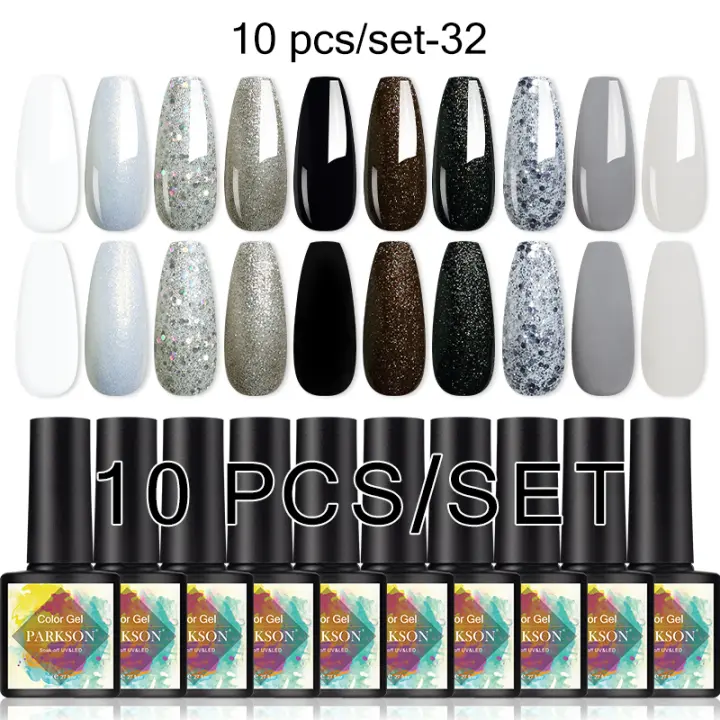 Parkson-Juego de esmaltes de Gel UV para manicura, barniz semipermanente para manicura, 81 colores, 10 unidades por Set - 1