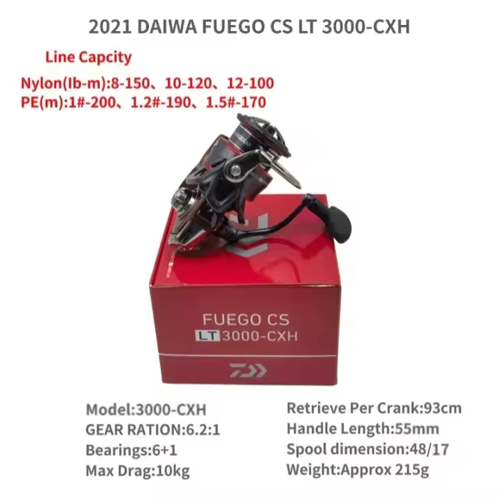 DAIWA-Carretes de pesca giratorios FUEGO CS LT 1000S-XH 2000S-XH 2021 2500-XH 2500S-XH 3000-C 3000CXH-OT 4000-C 5000-CXH 6000-H, 2500 - 1