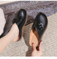 2025 Zapatos de mujer de suela blanda hueca europeos y americanos para pies gordos y anchos, nuevos zapatos de playa Baotou de alta gama de verano para mujer con suelas gruesas y medias pantuflas - details 24