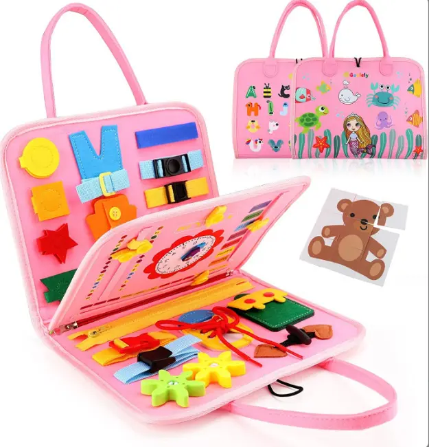 Nueva tela tablero ocupado sensorial Montessori libro educativo bolsa de fieltro juguetes niños tablero de aprendizaje - 1